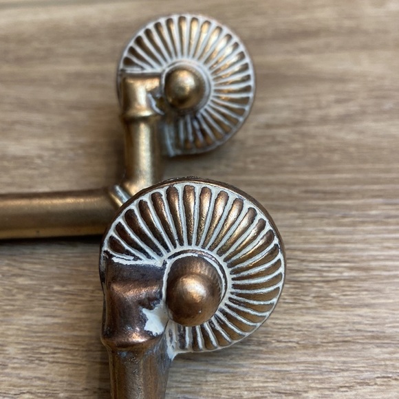 VTG Antique Brass Bamboo Drawer Pulls Hollywood Regency MCM - Picture 4 of 12